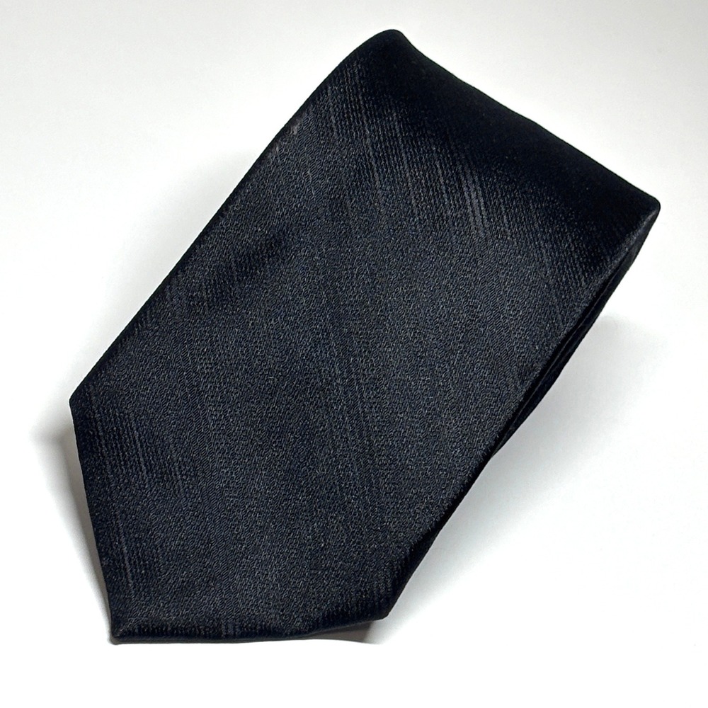 Calvin Klein Necktie Mens OS Black Excellent Silk Ribbed Solid Formal Business